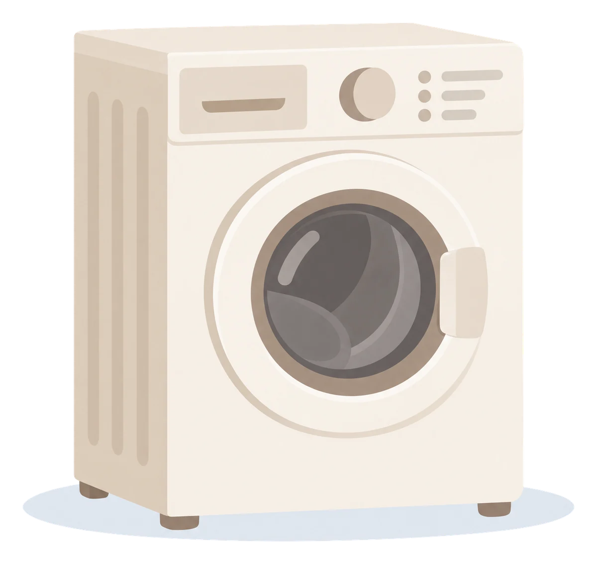 Illustration: Waschmaschine in Cremeweiß mit Bullauge